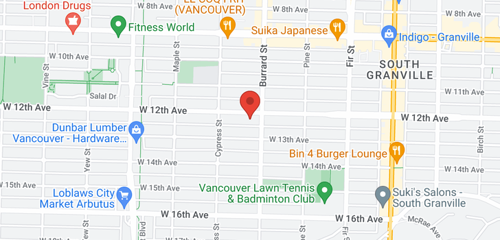 map of 1826 W 12 AVENUE